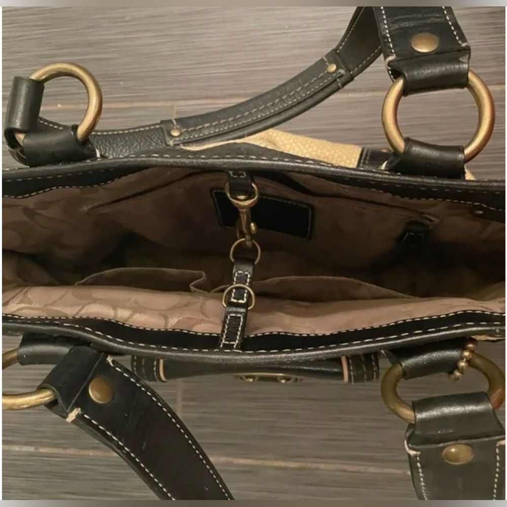 SOLD (outside Poshmark) Vintage Coach Legacy Straw and Leather Tote - Picture 2 of 5